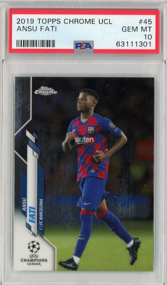 2019-20 Topps Chrome UEFA Champions League Ansu Fati FC Barcelona football trading card PSA 10