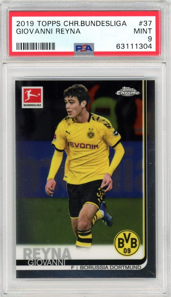 2019-20 Topps Chrome Bundesliga Borussia Dortmund Giovanni Reyna Base card with PSA 9 grade
