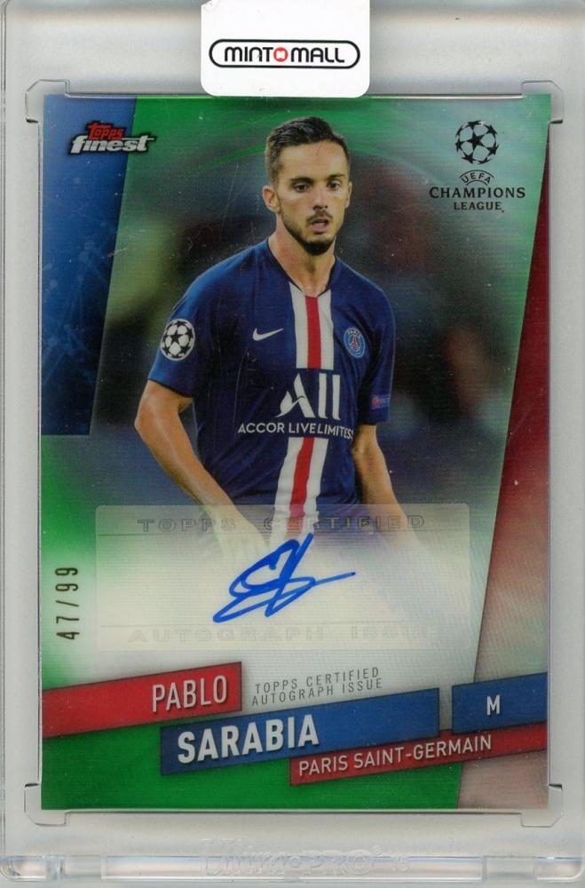 2019-20 TOPPS Finest UEFA Champions League Pablo Sarabia Autographs Green Refractor card #FAPS47/99