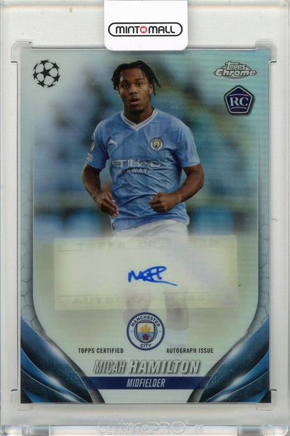 2023-24 TOPPS Chrome UEFA Club Competitions Micah Hamilton Chrome Autographs trading card from Manchester City