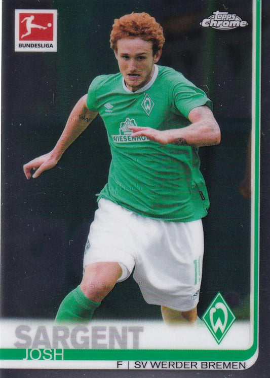 2019-20 Topps Chrome Bundesliga Josh Sargent base trading card featuring Werder Bremen