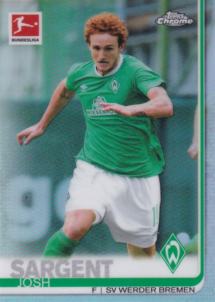 2019-20 Topps Chrome Bundesliga Josh Sargent SV Werder Bremen Base Refractor parallel card