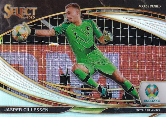 2020 Panini Select UEFA Euro Preview Netherlands Jasper Cillessen silver parallel card numbered 20 of 25 with minor stain on back