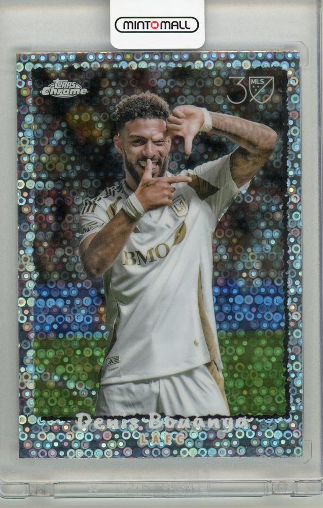 2025 TOPPS Chrome MLS trading card featuring Denis Bouanga of LAFC serial number NF-27 in mint condition