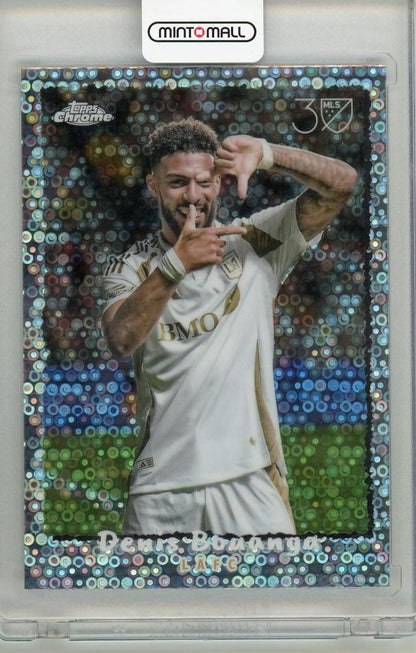 2025 TOPPS Chrome MLS trading card featuring Denis Bouanga of LAFC serial number NF-27 in mint condition