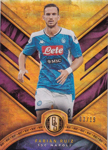 2019-20 Panini Gold Standard SSC Napoli Fabian Ruiz base parallel card numbered 03 of 19 with minor back stain