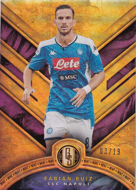 2019-20 Panini Gold Standard SSC Napoli Fabian Ruiz base parallel card numbered 03 of 19 with minor back stain
