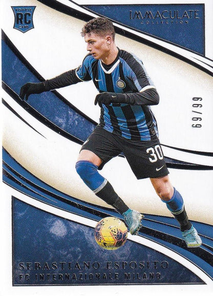 2020 Panini Immaculate Collection trading card of Sebastiano Esposito from FC Internazionale Milano, serial 69/99