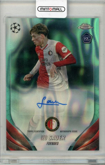 2024 TOPPS UEFA Champions League trading card featuring Leo Sauer autograph representing Feyenoord