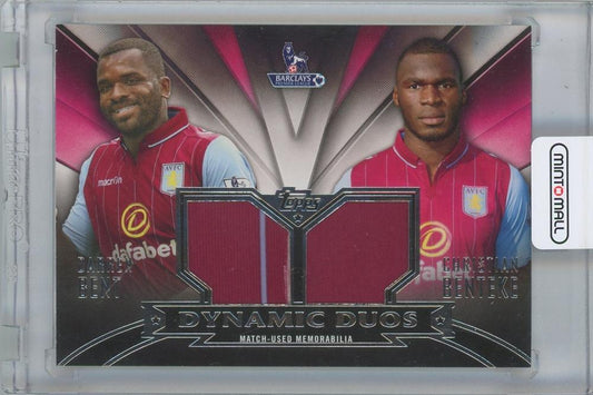 2014 TOPPS Premier Gold Dynamic Duos trading card of Darren Bent and Christian Benteke from Aston Villa numbered 41 out of 50