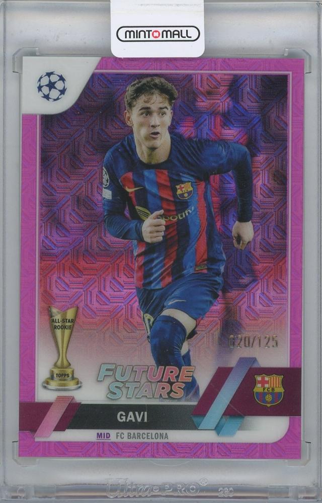 2022-23 TOPPS UEFA Club Competitions Japan Edition Chrome Mojo Fuchsia Refractors card #178 featuring GAVI