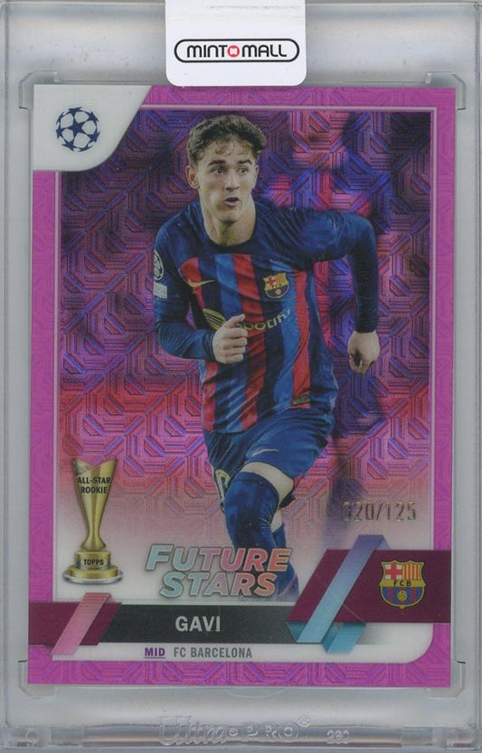 2022-23 TOPPS UEFA Club Competitions Japan Edition Chrome Mojo Fuchsia Refractors card #178 featuring GAVI