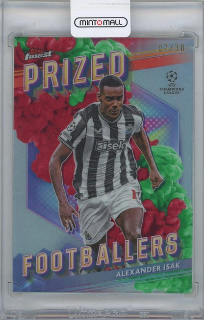 2023-24 TOPPS Finest UEFA Club Competitions Alexander Isak Newcastle United Fusion Variations Green Red trading card