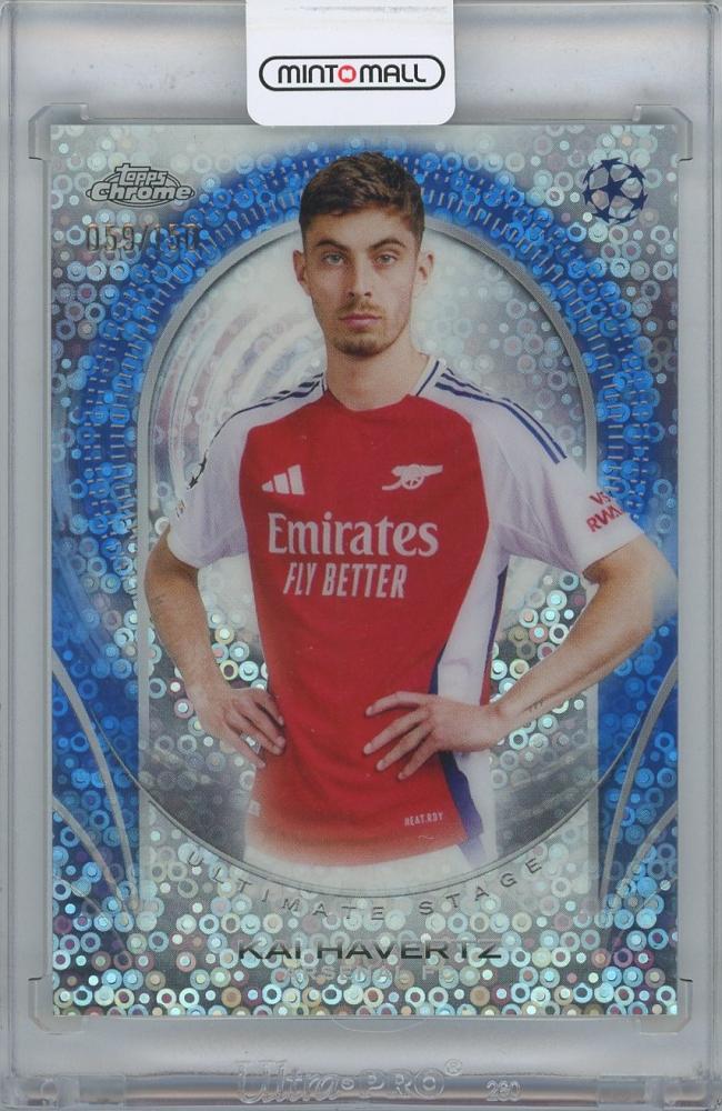 2024-25 TOPPS Chrome UEFA Club Competitions Kai Havertz Arsenal Blue Refractors card number 059/150