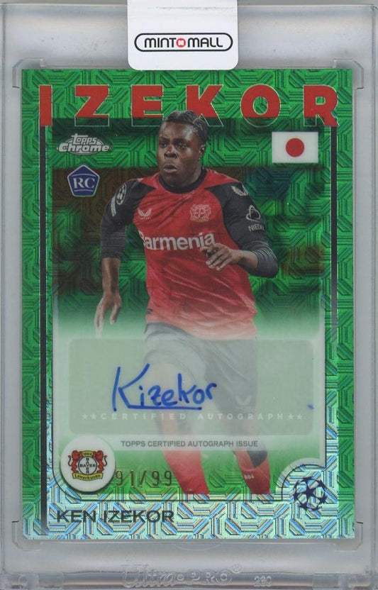 2024-25 TOPPS UEFA Japan Edition Ken Izekor Bayer 04 Leverkusen signed green mojo refractor card 91 of 99