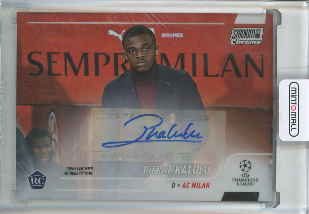 2021-22 Stadium Club Chrome UEFA Champions League Pierre Kalulu autograph rookie card AC Milan
