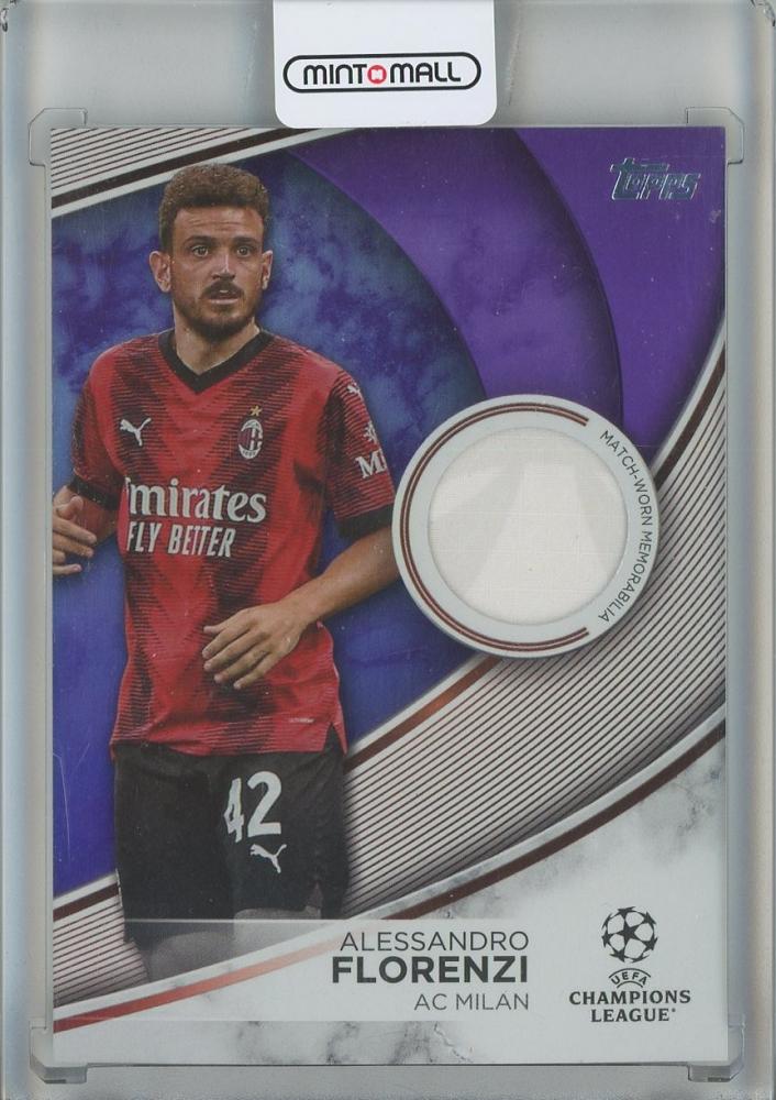 2023-24 Topps UEFA Club Competitions Alessandro Florenzi Superstar Relics Purple Foil card #TSAZ031/299 AC Milan