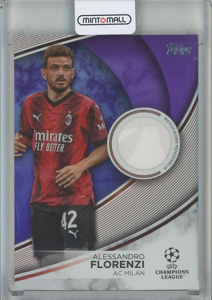 2023-24 Topps UEFA Club Competitions Alessandro Florenzi Superstar Relics Purple Foil card #TSAZ031/299 AC Milan