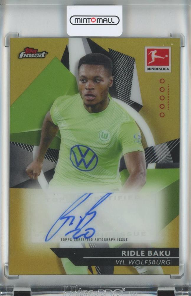 2020-21 Topps Finest Ridle Baku Gold Refractor Autograph card numbered 22 of 25 showing signature and gold refractor finish