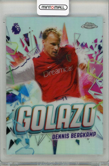 2026 Topps Chrome Premier League trading card featuring Dennis Bergkamp GOLAZO#GZ-6 Arsenal Series 2