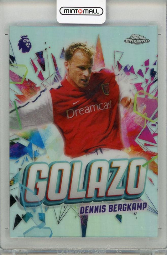 2026 Topps Chrome Premier League trading card featuring Dennis Bergkamp GOLAZO#GZ-6 Arsenal Series 2