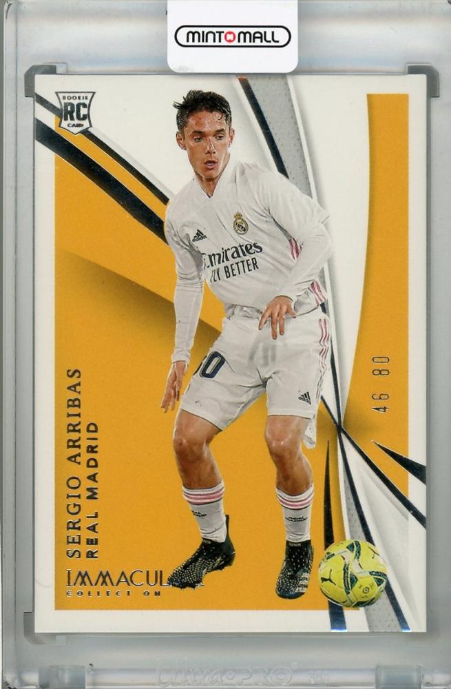 2021 Panini Immaculate Collection Sergio Arribas Real Madrid base rookie card number 46 of 80 with possible back stain