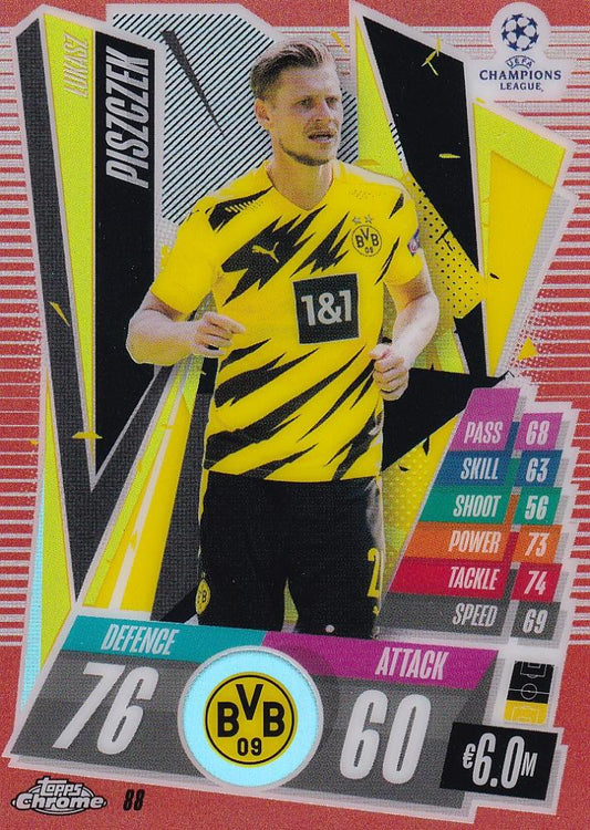 2020-21 Topps Chrome Match Attax UEFA Champions League Lukasz Piszczek Borussia Dortmund Red Base card 5 out of 5