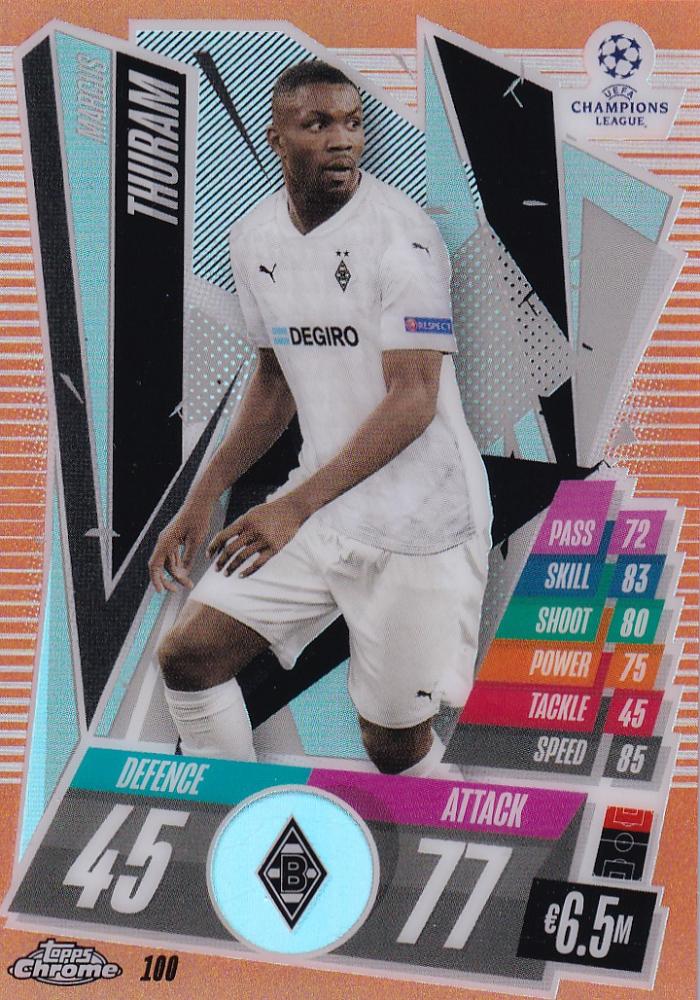 2020-21 Topps Chrome Match Attax Marcus Thuram Borussia Monchengladbach Orange parallel card