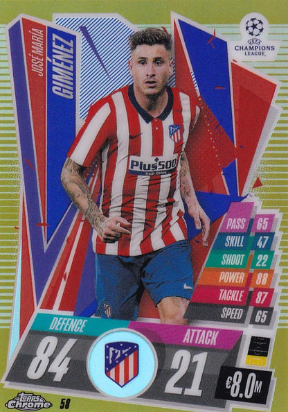 2020-21 Topps Chrome Match Attax Jose Maria Gimenez Gold parallel card from UEFA Champions League set