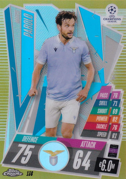 2020-21 Topps Chrome Match Attax UEFA Champions League Europa League SS Lazio Marco Parolo Gold Base Card 50/50