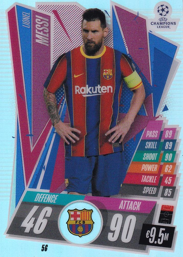 2020-21 Topps Chrome Match Attax UEFA Champions League Lionel Messi FC Barcelona base Refractor card