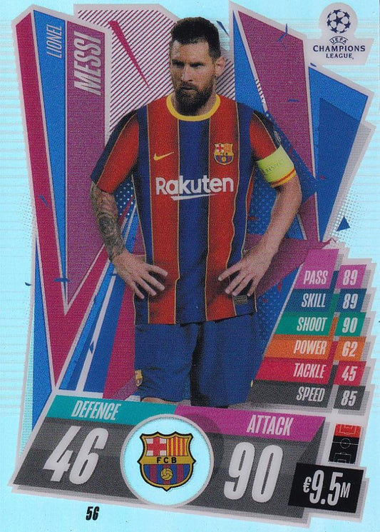 2020-21 Topps Chrome Match Attax UEFA Champions League Lionel Messi FC Barcelona base Refractor card