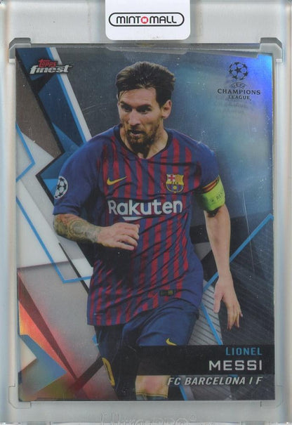 2018-19 Finest UEFA Champions League Lionel Messi trading card featuring FC Barcelona