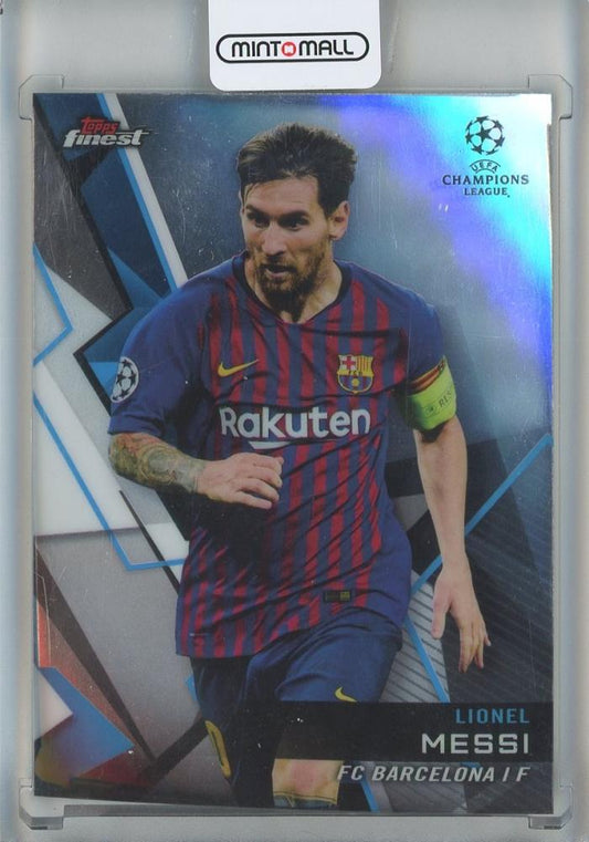 2018-19 Finest UEFA Champions League Lionel Messi trading card from FC Barcelona