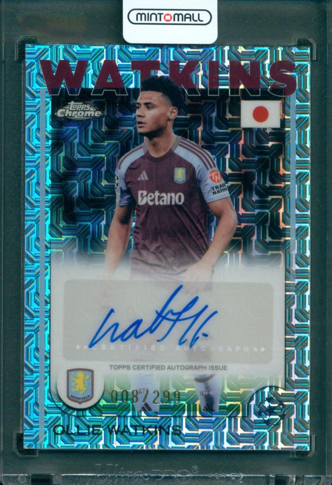 2024-25 Topps UEFA Club Competitions Japan Edition Ollie Watkins Chrome Autograph base card #8 of 299 Aston Villa