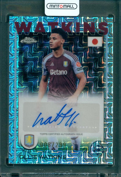 2024-25 Topps UEFA Club Competitions Japan Edition Ollie Watkins Chrome Autograph base card #8 of 299 Aston Villa