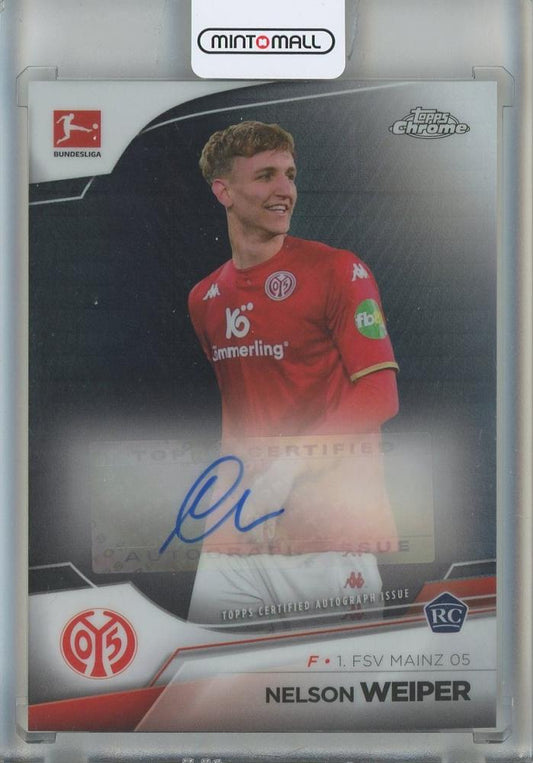 2022-23 Topps Chrome Bundesliga Nelson Weiper Autographs Prism Refractors card serial #156/165 from FSV Mainz 05