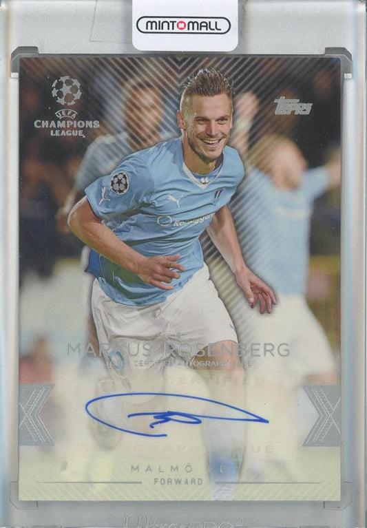 2015-16 Topps UEFA Champions League Markus Rosenberg Showcase Autographs trading card with autograph and Malmo FF team logo