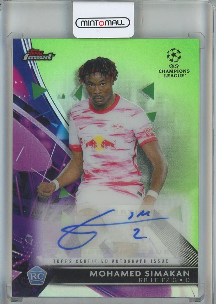 2021-22 Finest UEFA Champions League Mohamed Simakan Autographs Neon Green Refractors card #BASI29/99 RB Leipzig