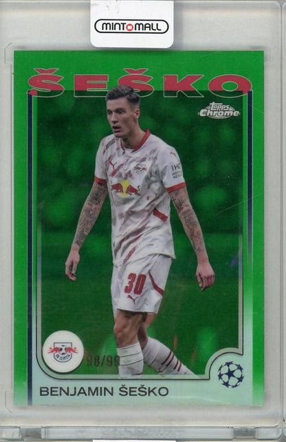 2025 TOPPS Chrome UEFA Benjamin Sesko trading card #9598/99 from RB Leipzig, unused condition