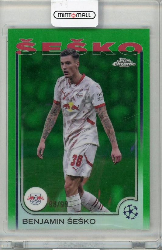 2025 TOPPS Chrome UEFA Benjamin Sesko trading card #9598/99 from RB Leipzig, unused condition