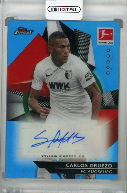 2020-21 Topps Finest Bundesliga FC Augsburg Carlos Gruezo Blue Parallel Autograph card number 20 out of 65