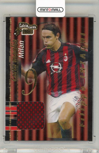 2002-03 Panini Calcio Filippo Inzaghi trading card featuring AC Milan football club