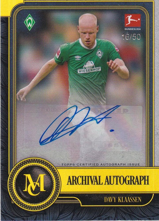 2019-20 Topps Museum Collection Bundesliga Davy Klaassen SV Werder Bremen autograph card gold parallel serial 16 of 50