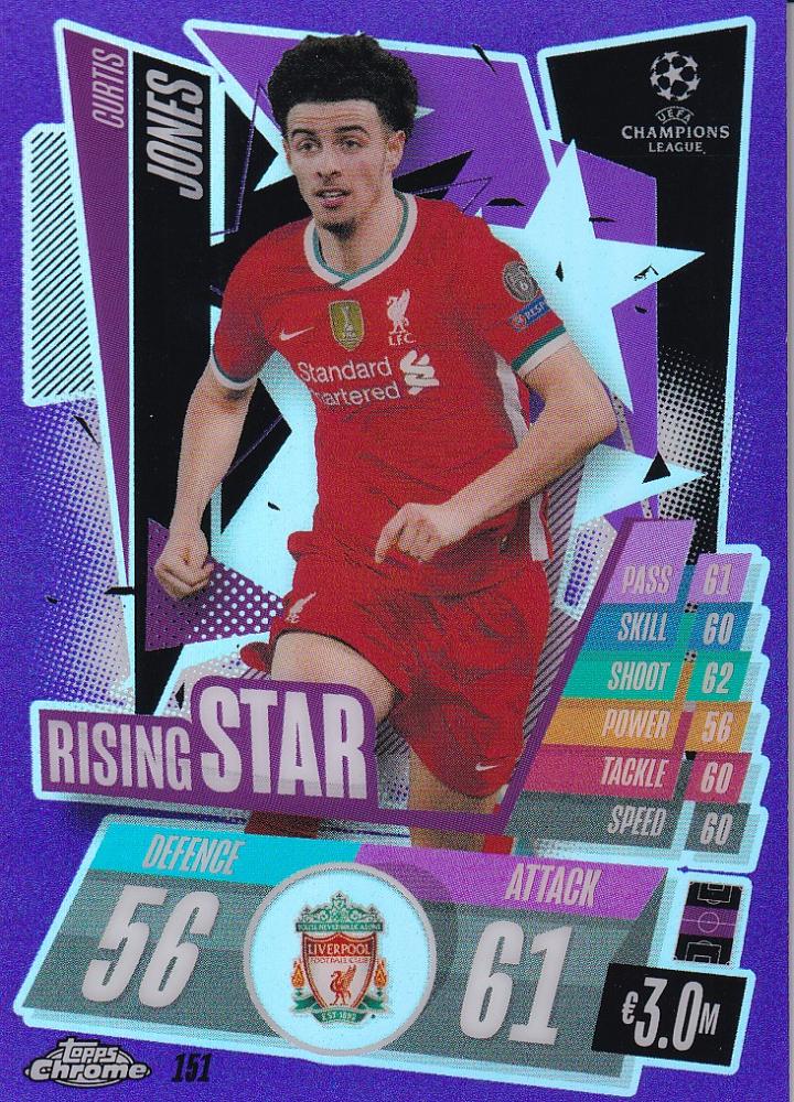 2020-21 Topps Chrome Match Attax UEFA Champions League Liverpool Curtis Jones Rising Star Purple Parallel card