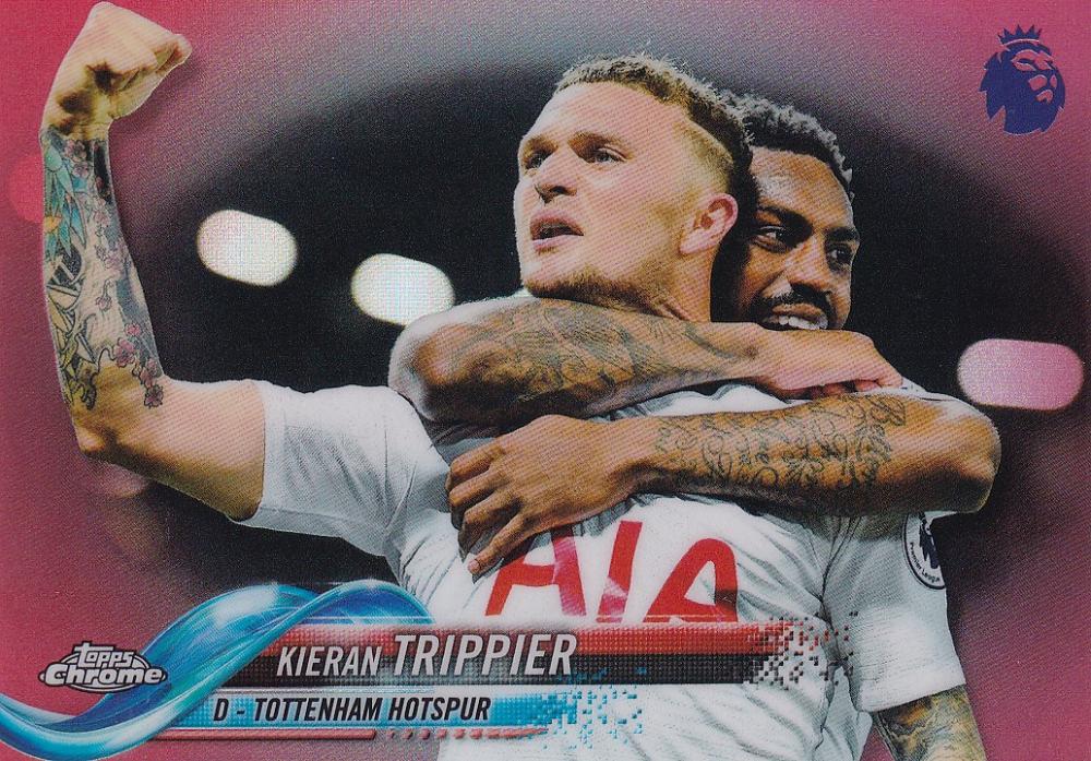 2018-19 Topps Chrome Premier League Kieran Trippier Tottenham Hotspur Base Red Parallel baseball card numbered 09 of 10