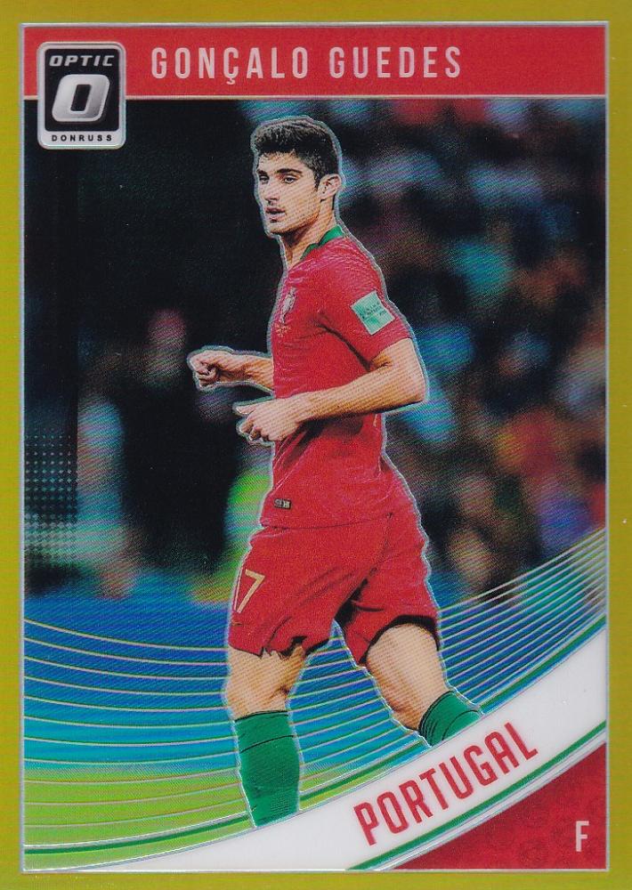 2018-19 Donruss Soccer Portugal Goncalo Guedes Base Optic Gold Parallel card serial 06 out of 10