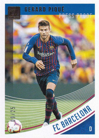 2018-19 Donruss Soccer Gerard Pique FC Barcelona Base Canvas Parallel trading card numbered 09 of 25