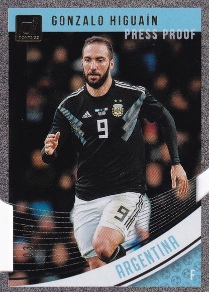 2018-19 Donruss Soccer card of Gonzalo Higuain from Argentina Base Gold Die-Cuts Parallel 03/10