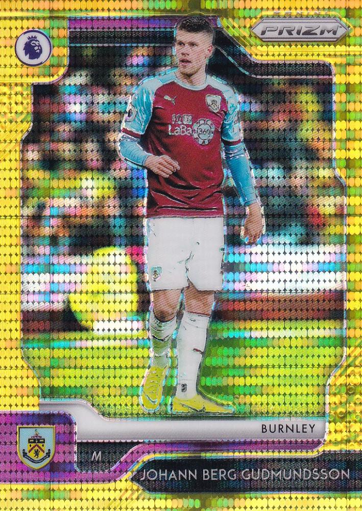 2019-20 Panini Prizm Premier League Burnley Johann Berg Gudmundsson Gold parallel card 05 out of 10 with minor stain